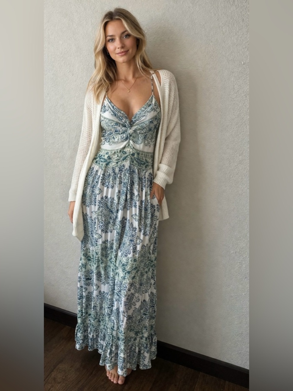 Angie Green & Blue Maxi Dress